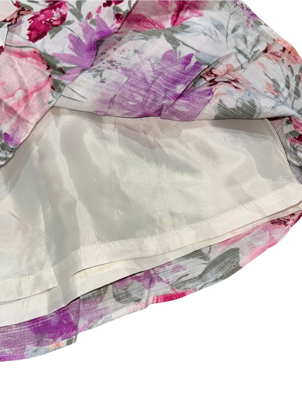 Express Women Size 8 Skirt Pink Woven Zip Button Waist Floral NWT $68 MSRP - Picture 4 of 7